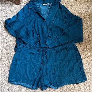 Josie Teal Button-Front Pajama Set - Women's Two-Piece Sleepwear